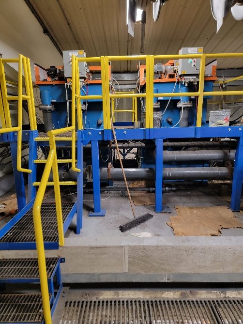 Palin unit used to remove paint solids from booth water